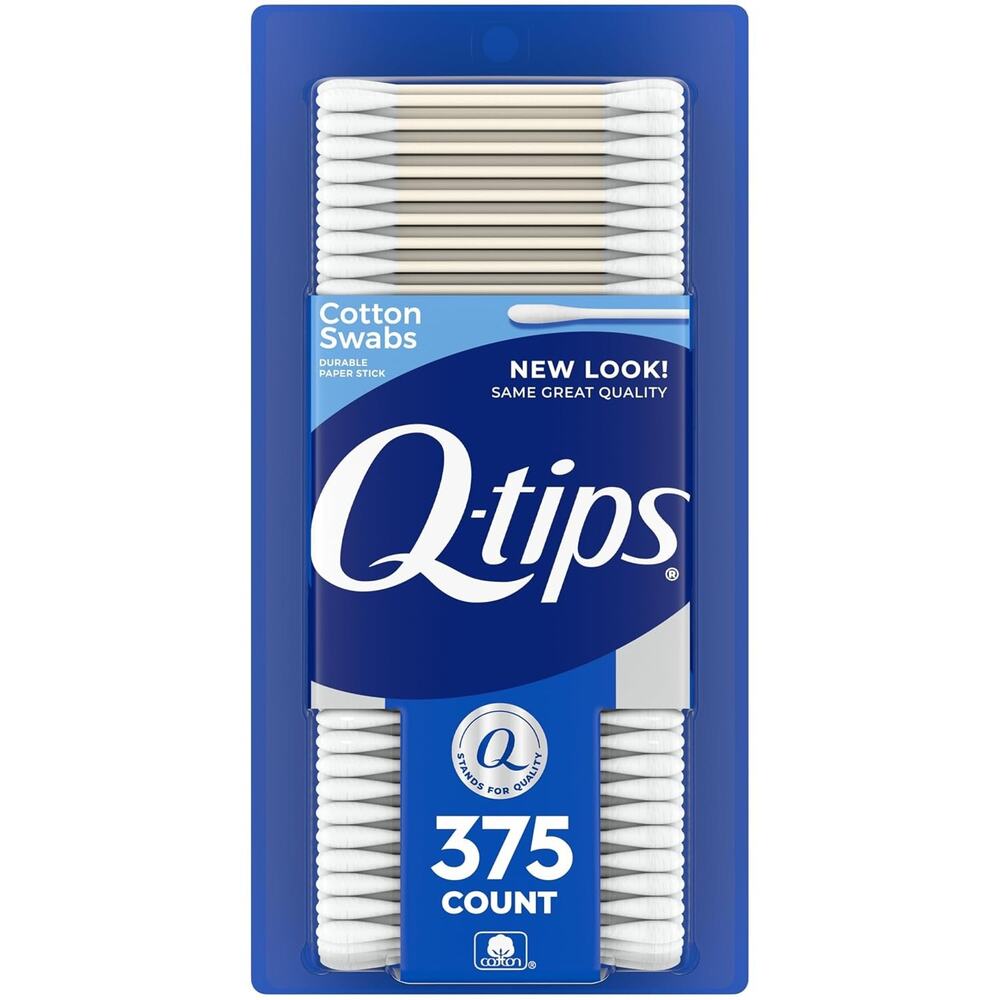 Q-tips Original Cotton Swabs 375 Count 100% Cotton Paper Sticks New